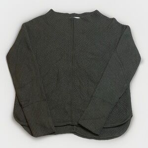 Babaton Wool & Linen Blend Dark Olive Green Ribbed Mock Neck Sweater Women’s M